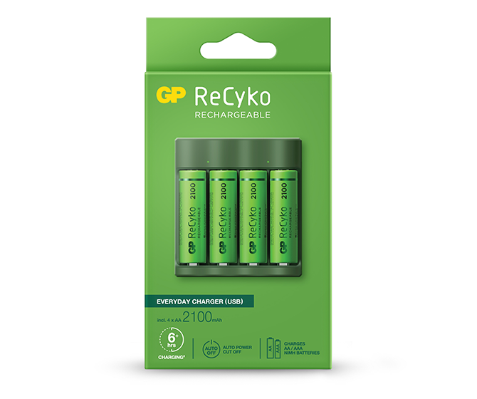 GP ReCyko 2-espacios E211 Cargador USB (con 2 Pilas AAA de 800mAh)